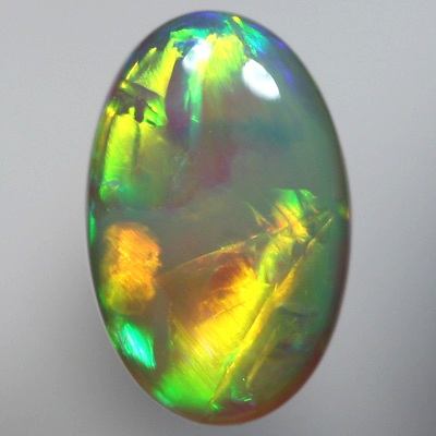 SOLID CRYSTAL OPAL Large bright chasing rolling flashes of rich orange and green
